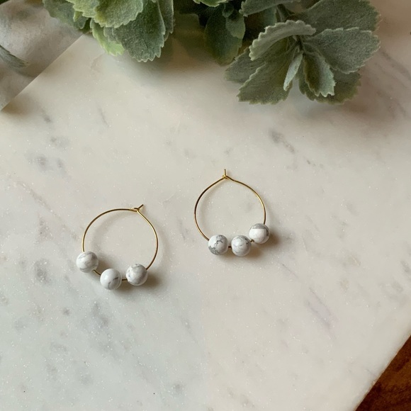 The Poppy - Neutral Marbled Dainty Hoops - Picture 4 of 5